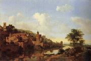 HEYDEN, Jan van der A Fortified Castle on a Riverbank oil painting reproduction